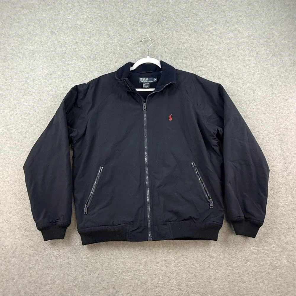 Polo Ralph Lauren Jacket Mens Medium Blue Fleece Lined Coat Preppy Bomber Pony M